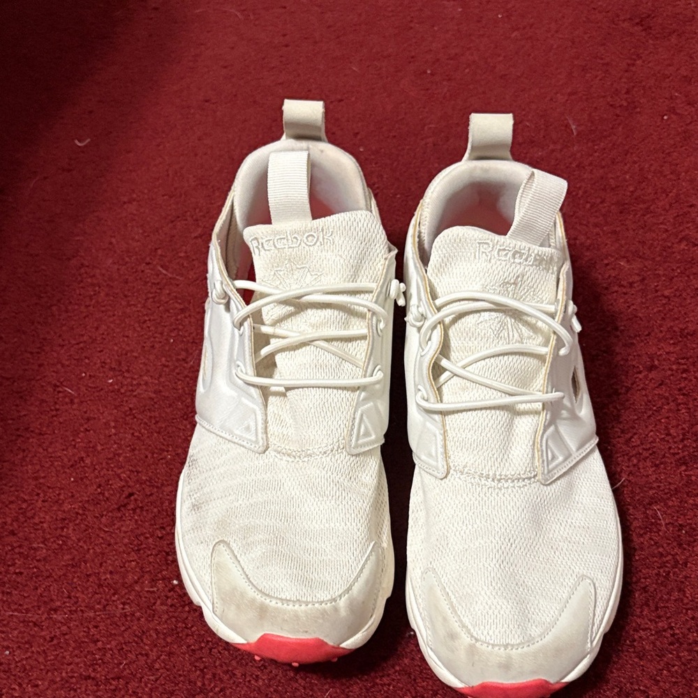 Reebok Cream and Red Athletic Shoes